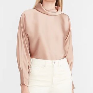 Express Satin Mock Neck Top